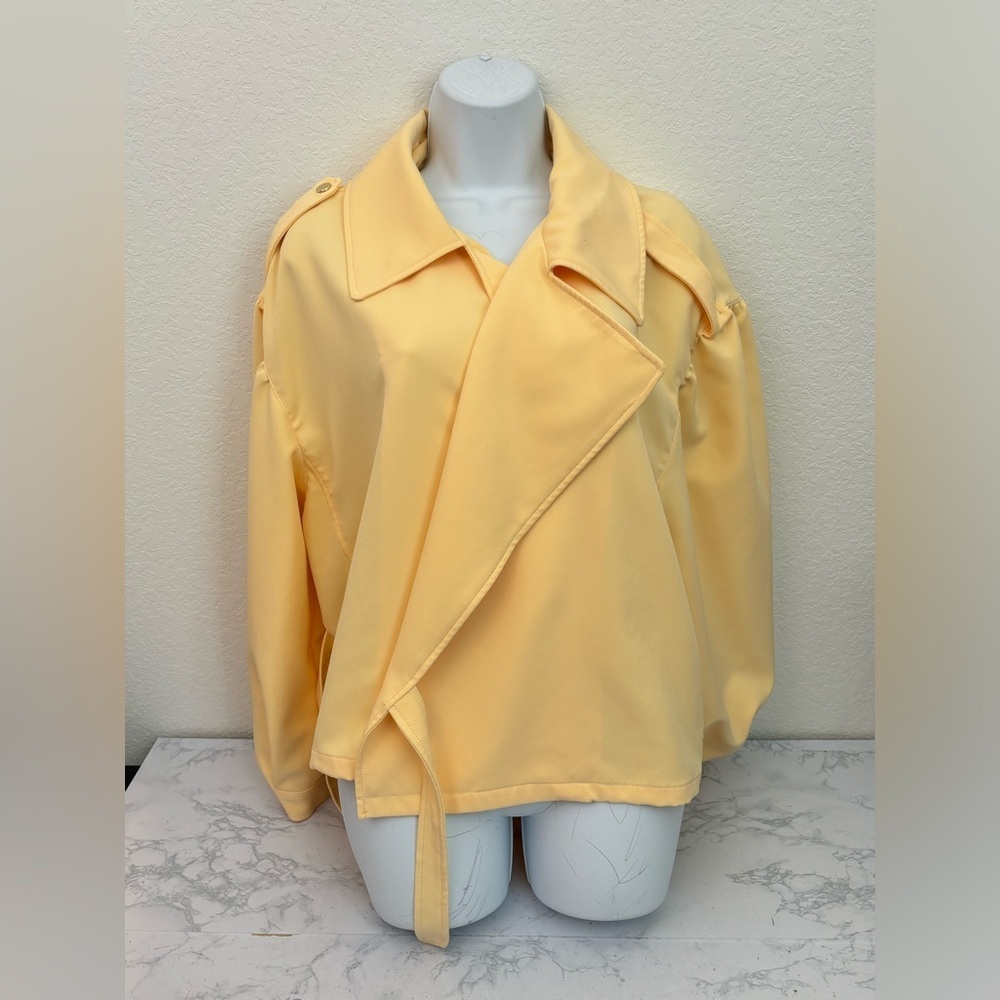 Ryegrass Womens Jacket Coat Soft 1X Plus Size Yellow Belted Polyester Spandex - Picture 1 of 5